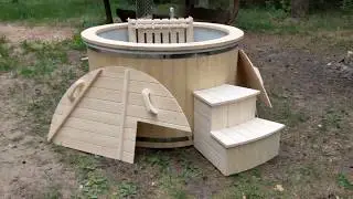 Badezuber Badetonne mit Innenofen 150 160 cm | Spa Avec Po&ecirc;le &agrave; Bois Interne pour 3 personnes