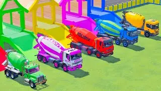 TRANSPORTING ALL MIXER TRUCK, VOLVO, RENAULT, MERCEDES, POLICE CAR, AMBULANCE, JCB, LAFARGE - FS22