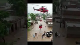 helicopter Pakistani village life Rain in flood animal