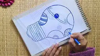 Mandala Art In Light Bulb/how to Draw Bulb With Creative Mandala and Dots @bithisartcreation 