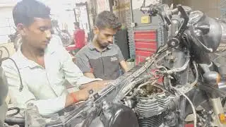 Royal Enfield ke jevan gadi ke half engine ka head fitting block fitting