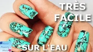 Tuto Nail Art: Pierre Turquoise (vernis sur l'eau)