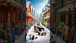 Winter Panda Parade in Snowy Town 🐼❄️ | Cute & Fun for Kids