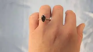 Marquise Salt and Pepper Diamond Solitaire Engagement Ring | 14K Rose Gold Diamond Hidden Halo Ring