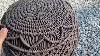 LANE LINEN Pouf Ottoman   Hand Knitted Ottoman Foot Rest, Large Round Pouf, Poufs for Living Room, B