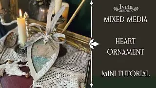 Смешанная техника и декупаж &mdash; подвесное украшение в форме сердца | Зимняя фантазия