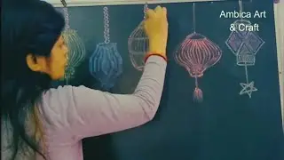 Diwali✨🕯 chalk board decoration idea | Diwali board decoration ideas for school