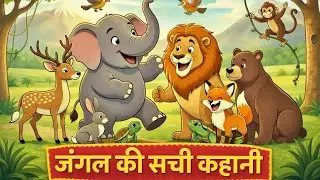 🌳  Wild Animals Story for Preschool 👶📖 | जंगल की सच्ची कहानी | 🦁🐘🐰#WildAnimalsStory #PreschoolStory 