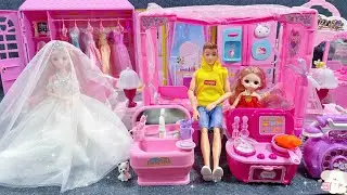 16 Minutes Satisfying with Unboxing Princess Bedroom Deluxe Style, Barbie Doll House Playset Review