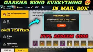 FFPL3 Redeem code for 200k players | Garena send me everything in mail box || All poker mp40 in mail