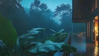 Warm Rain and Subtle Thunderline for Quick Sleep at Jungle Cabin 🌧️