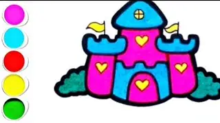 Simple Castle Drawing for Kids Easy | How to Draw a Beautiful Castle Drawing and Colouring for Kids