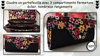 Coudre un portefeuille en tissu plusieurs compartiments fermeture éclair tutoriel Anna couture DIY