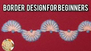 Flowing Petal Border Design |Day 15 Embroidery Challenge |easy hand embroidery border design #viral