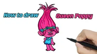 How to Draw Queen Poppy Step by Step | DreamWorks Trolls franchise - Easy and Fun for beginners
