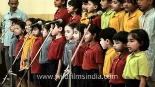 Children singing at Shri Ram school