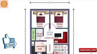HOUSE PLAN 22' X 27' / 594 SQ.FT / 66 SQ.YDS / 55 SQ.M / 66 GAJ / WITH INTERIOR