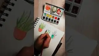 //Watercolor potplants timelapse//
