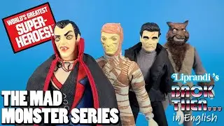 DRACULA FRANKENSTEIN MUMMY AND WOLFMAN IN THE MAD MONSTER SERIES - MEGO 1974 - BACK THEN ENGLISH REV