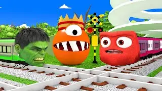 【踏切アニメ】やわらかい踏切と電車【カンカン】Train Railroad Crossing Fumikiri Destroy Honeycomb Candy Challenge Animation