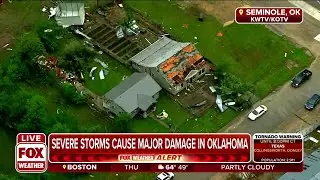 Aerial View Shows Significant Damage In Seminole, Oklahoma From Tornado