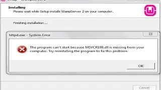 The program can't start because MSVCR100.dll is missing from your computer - WAMP Server