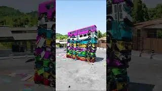 40 😱 Mixed Colour Buses Falling Crash  #shorts