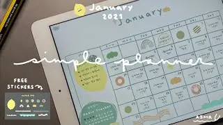 무료 1월 심플 플래너 아이패드 굿노트 다이어리/무료스티커공유/plan with me iPad goodnotes/January journal/digital planner🐮