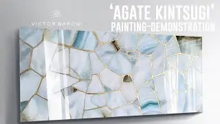 AGATE KINTSUGI - painting demo (no talking)