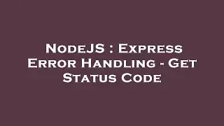 NodeJS : Express Error Handling - Get Status Code