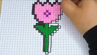 Drawing Pixel Art | How to draw a cute Flower / Tulip | Valentines Day Mothers Day | Draw with Me