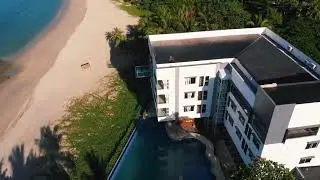 Free Drone Videos of Beach Pool with Mountain range