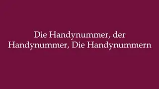 How to Pronounce ''Die Handynummer, der Handynummer, Die Handynummern'' in German