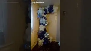First bithday balloon garland balloon arch 1st birthday decoration blue white silver backdrop