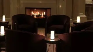 Cozy Luxury Lobby Fireplace | Warm Light, Calm Atmosphere | No Talking