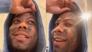 Blueface Shows His Chase Logo Tatted On His Forehead At The Bank, Hoping  To Get Rewarded👀