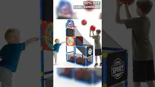 EagleStone 2-in-1 Kids Arcade Basketball Hoop with Dart Board,4 Balls Adjustable Height Basketball T