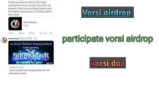 Vorsi Airdrop | Vorsi Mining | Vorsi Update | অনলাইন ইনকাম | ফ্রি মাইনিং