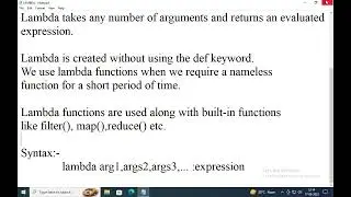 LECTURE 22:  LAMBDA , ANONYMOUS , FILTER , MAP , REDUCE FUNCTIONS || HINDI
