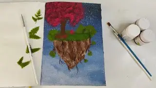 Floating Island Tutorial painting #art /step-by-step /painting for beginners