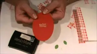 Card idea using a wheel, clay and leaf punch
