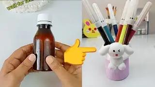Diy pen holder.medicine bottle diy.diy ideas.clay craft.