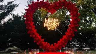 Luxury Heart Shaped Floral Arrangement Arch Backdrop | Proposal + Wedding Decor