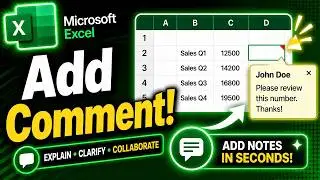 How to Add Comment in Excel Cell | Insert Note Tutorial