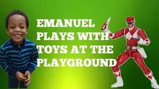 Emanuel plays with toys at the playground, Power Ranger, Ninja Turtles and Cars