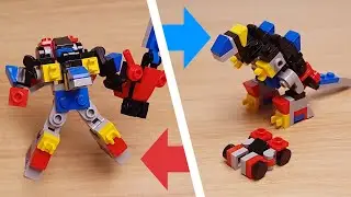 Мини-робот-комбинатор LEGO Car & Dino Rex-King! #LEGO #MOC #transformers #mech