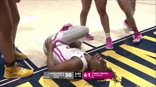 Hemingway SCREAMS In Pain After Injuring Ankle From Landing On Player's Foot | WVU vs #21 Iowa State