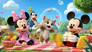 Mickey and Friends Picnic Fun With Cute Kitten | Happy Cartoon Adventure for Kids