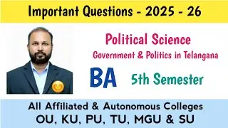 Government & Politics in Telangana Important Questions 2025-26 BA 5th V Sem Political Science Imp OU