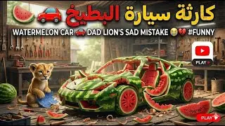 Watermelon Car 🚗 Dad lion Built for His Son 🐾الاب ينتقم لأبنه لتدمير سيارته #funny #asmr #shorts